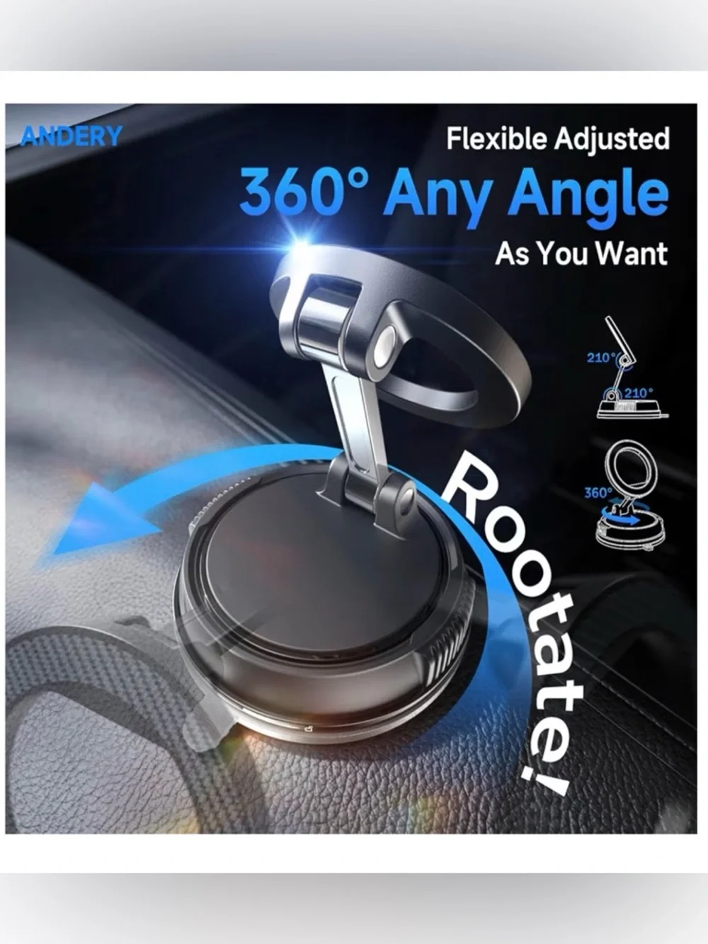 ANDERY N55 Super Strong Magnetic Phone Ring - Silver & Blue